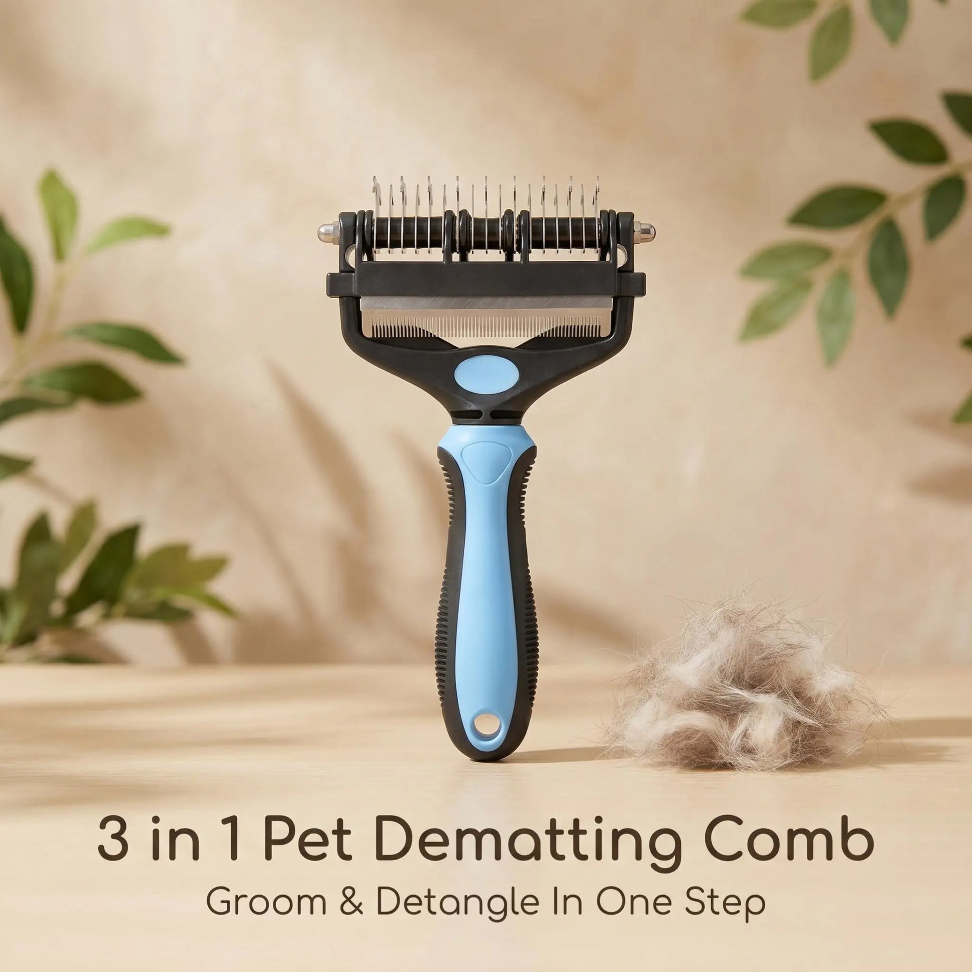 Pet Grooming Brush,Upgraded Double-Sided No Scratching Pet Deshedding Tool-Stainless Steel Rounded Teeth Rake, 1-Click Clean, Extra-Wide Mess-Free Brush for Long-Haired Dogs & Cats, Hair Reduction, Detangles Mats, Daily Grooming Care, Universal Fit