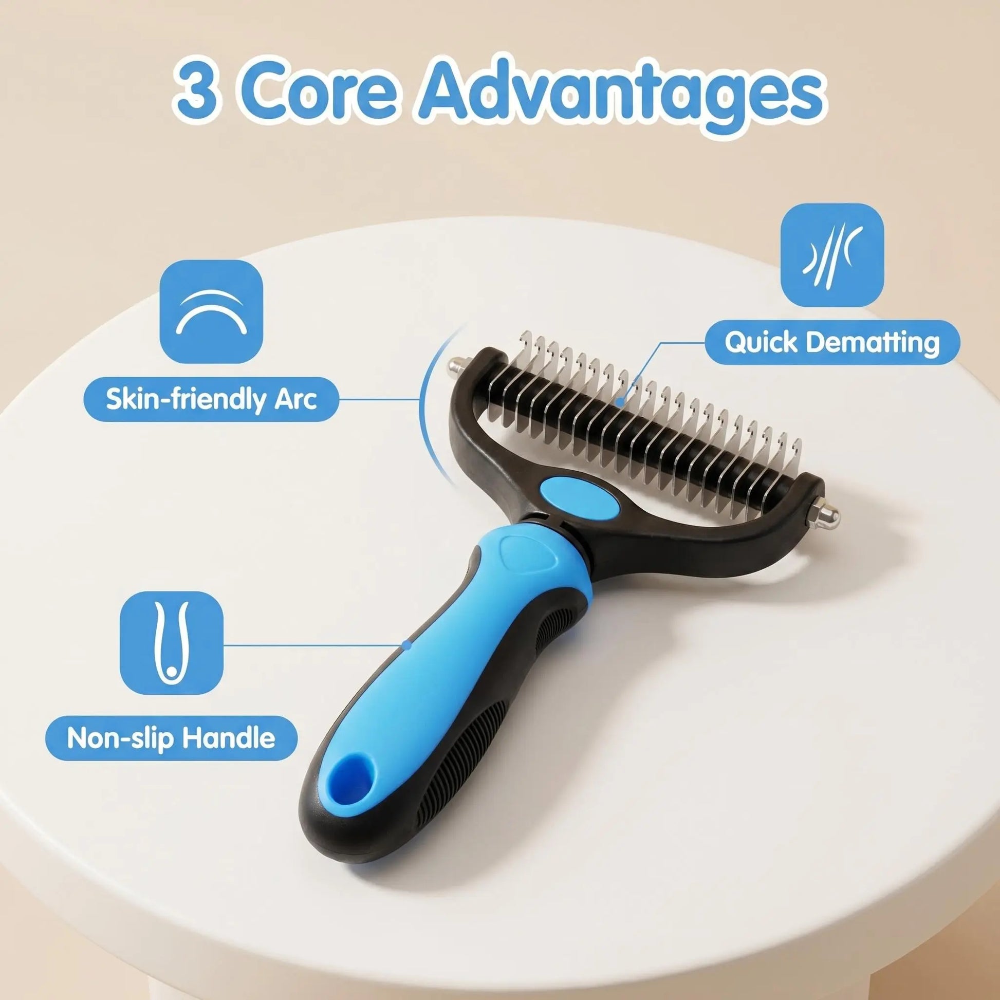 Pet Grooming Brush,Upgraded Double-Sided No Scratching Pet Deshedding Tool-Stainless Steel Rounded Teeth Rake, 1-Click Clean, Extra-Wide Mess-Free Brush for Long-Haired Dogs & Cats, Hair Reduction, Detangles Mats, Daily Grooming Care, Universal Fit