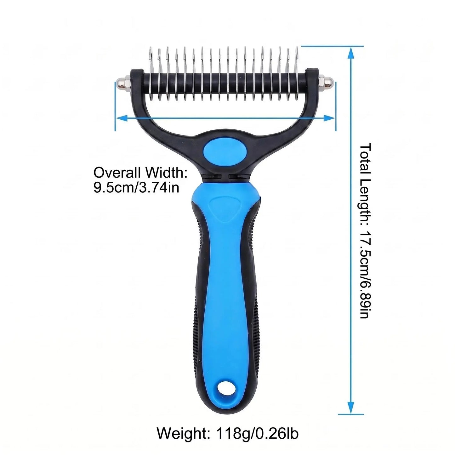 Pet Grooming Brush,Upgraded Double-Sided No Scratching Pet Deshedding Tool-Stainless Steel Rounded Teeth Rake, 1-Click Clean, Extra-Wide Mess-Free Brush for Long-Haired Dogs & Cats, Hair Reduction, Detangles Mats, Daily Grooming Care, Universal Fit